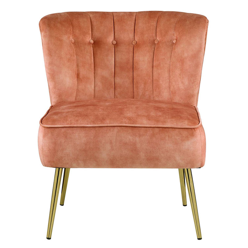 Fauteuil d'appoint Sambell, velours orange brûlé