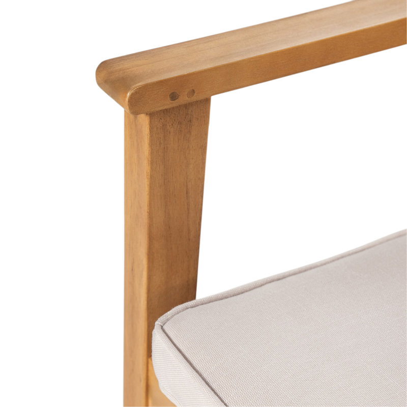 Ensemble de 2 chaises de patio en bois d'acacia robuste, siège imperméable confortable, capacité de 400 lb, structure de couleur naturelle