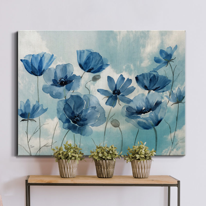 «Springing up Blue» par J Paul - reproduction d'art sur toile tendue, H 48 po x l 36 po x P 1 po
