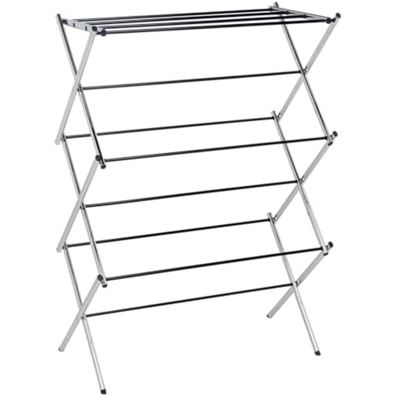 Séchoir à linge pliable et portable pour le séchage de l'air à l'intérieur, 14,5 x 29,5 x 41,8 pouces (L x l x H), argent chromé
