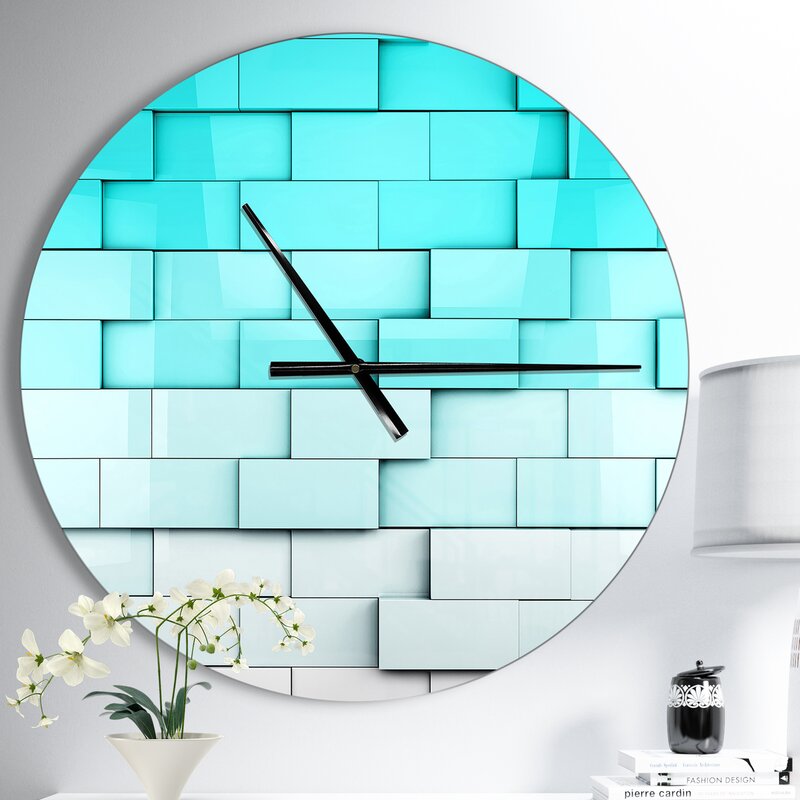 Mosaic wall art - Blue Mosaic Cubes - Modern wall clock