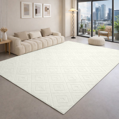 Geometric Shapes Machine Tufted Shag Area Rug