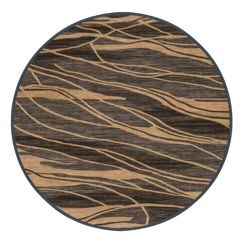  Tapis lavable avec motifs mélodiques et rythmiques, Rond 8 pi