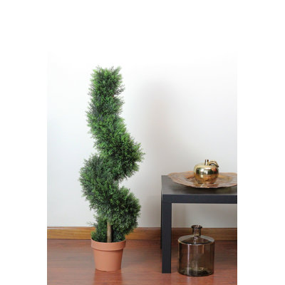 Arbre topiaire en spirale 47 po à deux tons avec cyprès artificiel - non éclairé