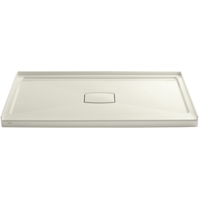 Archer 60" x 36" Single Threshold Center Drain Shower Base, Biscuit