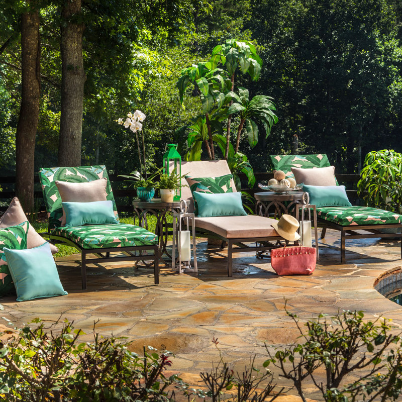 Lush Leaf Jungle Green Polyester Square Outdoor Cushions Set