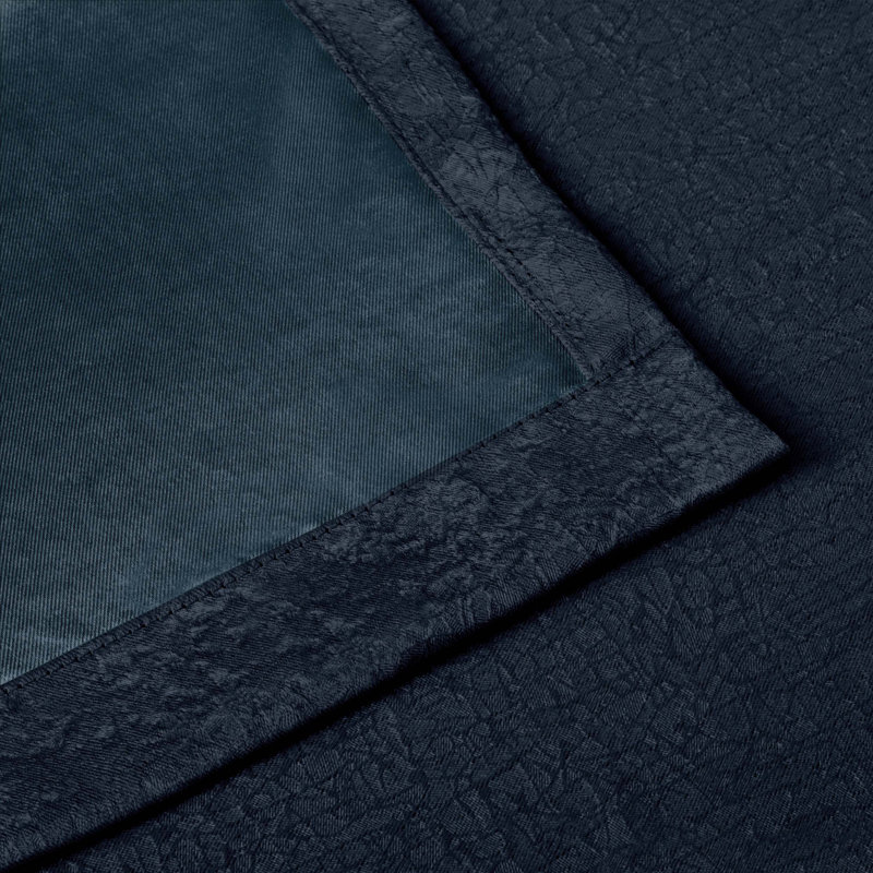 Kinlaw Textured Thermal Polyester Light Filtering Room Darkening Curtain Pair, 52" W x 108" L, Navy Blue