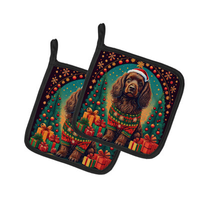 Paire de poignées Boykin Spaniel Christmas