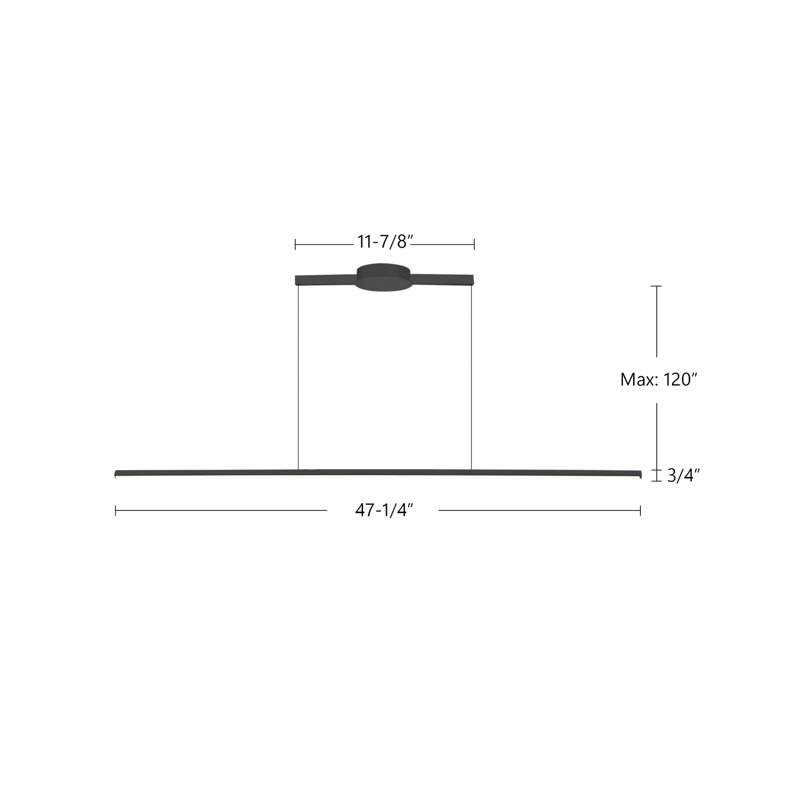 1 - Light LED Pendant, White, 120.63" H x 47" W x 5.5" D