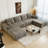 139.4" Modular Sectional Sofa, U-Shaped Minimalist Couches with 2 Ottomans Chaise, Modern Deep Seat Convertible Sleeper Sofa Bed,Cloud Plush Corduroy Fabric, No Assembly Required, 6 Seater-1593432101