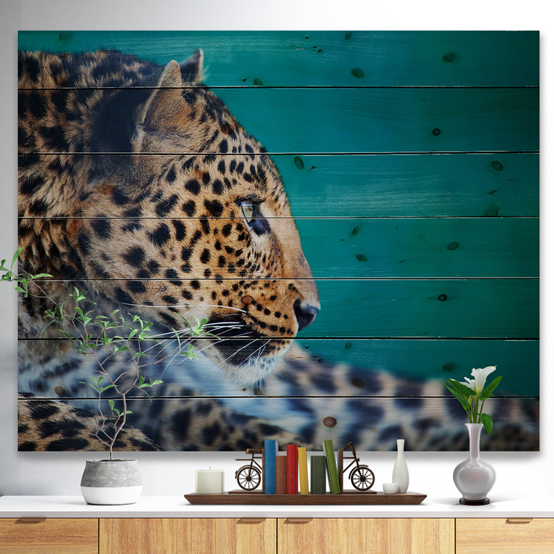 « vigilance leopard », impression, H 34 po x l 44 po, Art sur bois