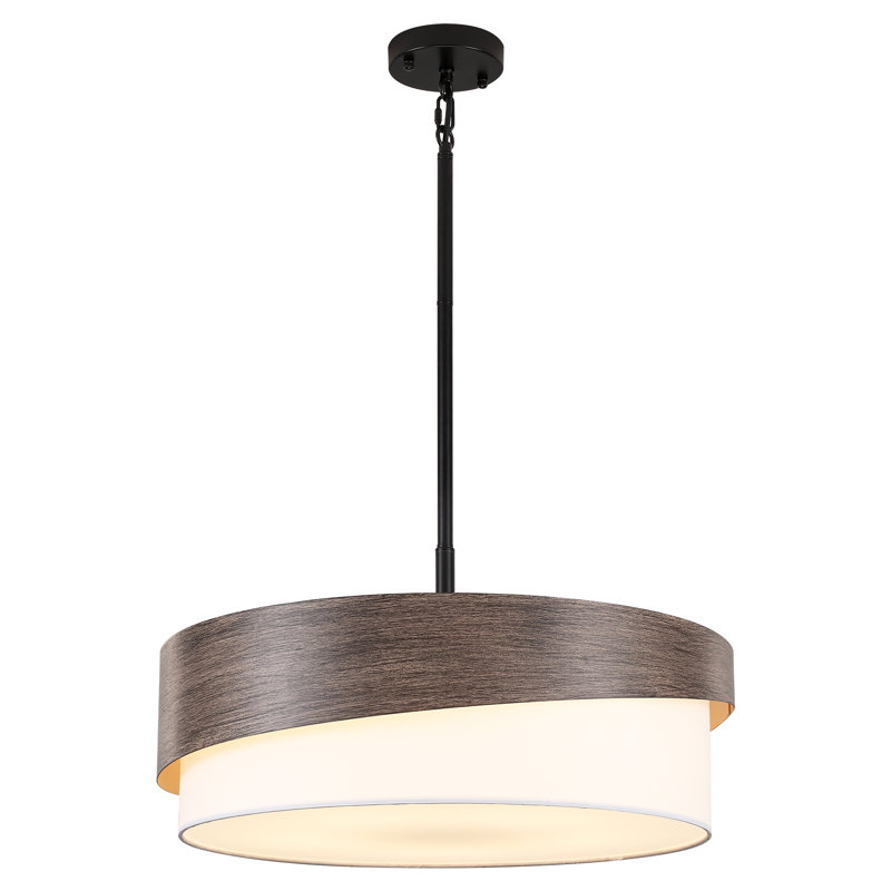 21.56" Modern 5-Light Dimmable Drum Chandelier, Brown