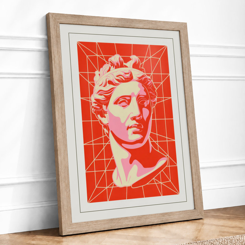 Profile in Red Retro - Framed Print, Oak, A3 - 42.0 x 29.7 cm