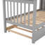 Lit simple superposé au dessus d'un lit gigogne gris, 4 tablettes de rangement, matelas d'une épaisseur de 6 po et d'une épaisseur de 6 pi