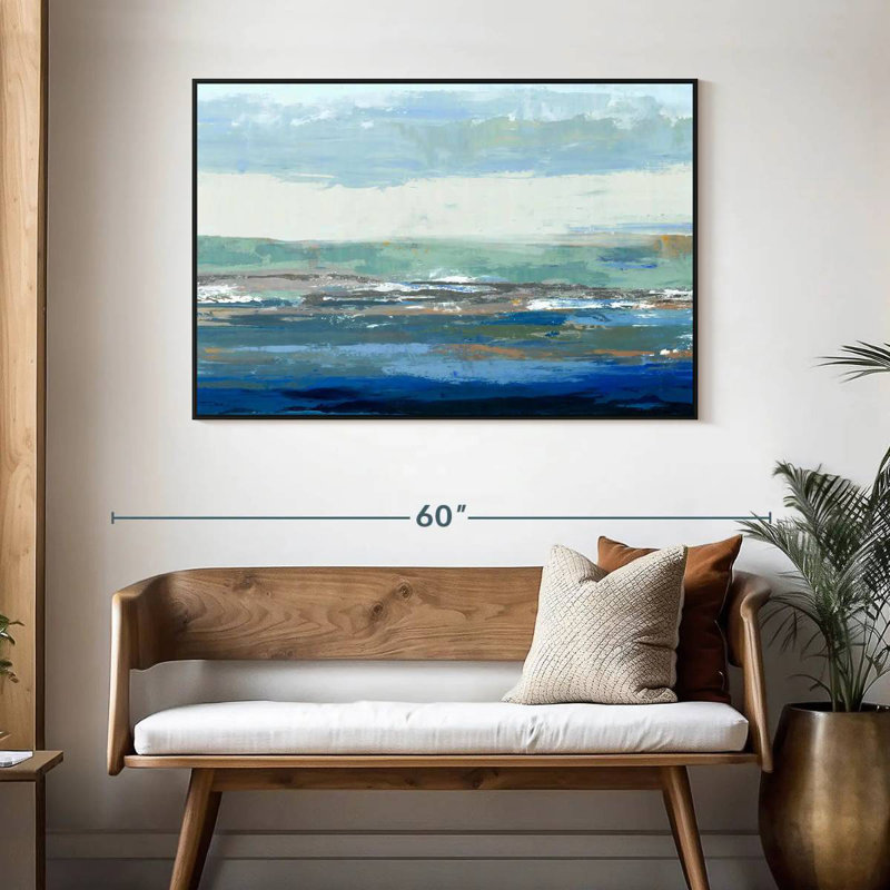Une grande vague, 46 po x 31 po, Cadre flottant noir