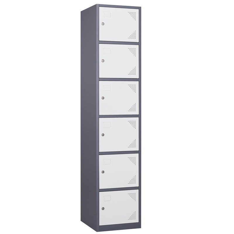 6 - Tier 6 - Section 15'' Wide Locker for School, Gym or Employee, Gray/White