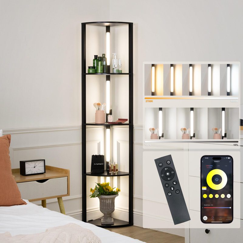 Gershwin 64'' Dimmable LED Corner Floor Lamp with Adjustable Color Temp, App/Remote Control
