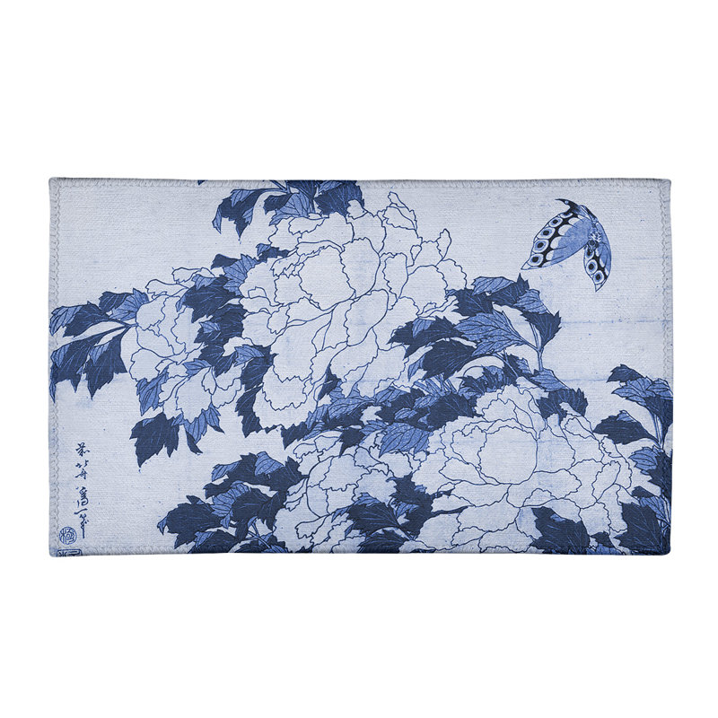Tapis de chenille pivoines et papillon, Rectangle 3 pi x 5 pi