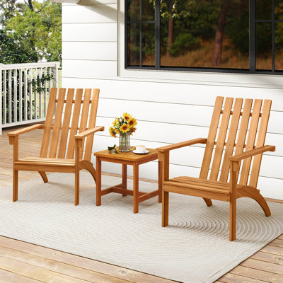 2 chaises Adirondack de patio avec siège incliné et dossier haut pour porche