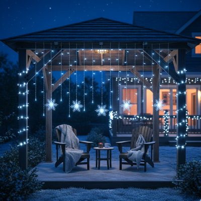 9,5 pi-70 mini lumières à glaçons blanches avec flocons de neige de qualité commerciale imperméables pour la décoration des Fêtes, décorations de Noël