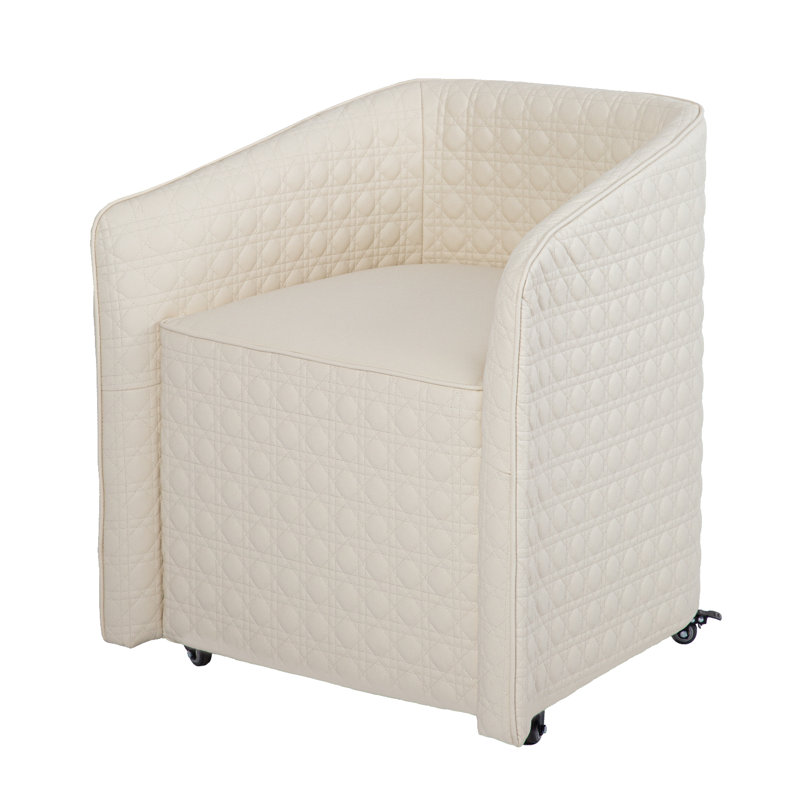 Fauteuil club large de 27 po Tripoli, Similicuir crème