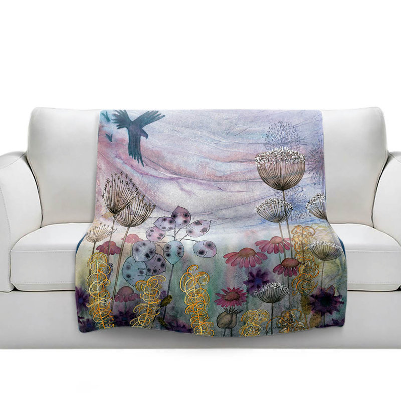 Couverture sherpa doux oiseaux seedheads, l 68 po x L 80 po