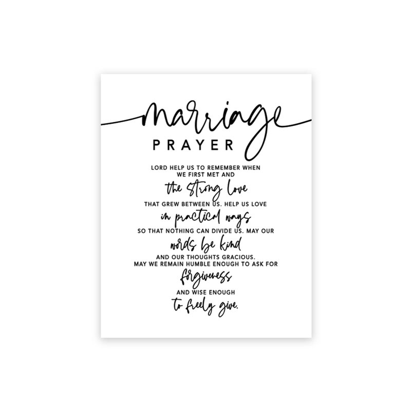 «Wedding Prayer Minimal», reproduction d'art textuel sur toile sans cadre