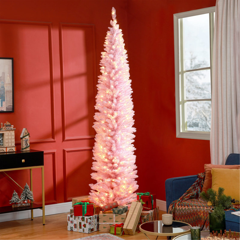 Sapin de Noël artificiel de 8 pi de hauteur avec 8 lumières DEL blanc chaud et 618 pointes pour la décoration de Noël