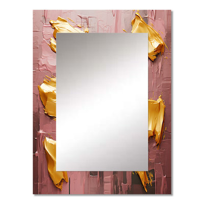 Celebrating Destiny Abstract Gold And Pink III - Abstract Painting Mirror, Gold Decorative Wall Mirror, Printed Metal Art