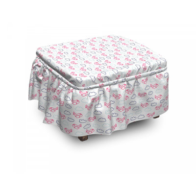 Ensemble de housse pour repose-pieds à coussins carrés pour boîte 2 pièces avion