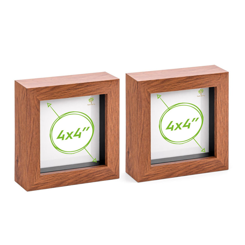 Nicola Spring - 3D Box Photo Frames, 12.5cm H x 12.5cm W x 3.5cm D, Brown