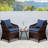 24 x 28 In Patio Furniture Cushions set of 2, Fade Resistant Outdoor Seat Cushions witj 4 pairs of Ties, Deep Seat Cushion for Seat Patio Chairs, Rattan Furniture, Wicker Seating, outdoor Adirondack Chair, Navy Blue-123052594-123052589