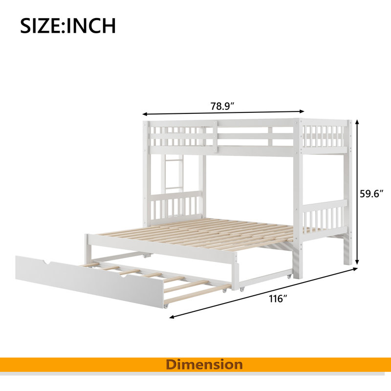 Twin Over Pull-Out Bunk Bed With Trundle, White