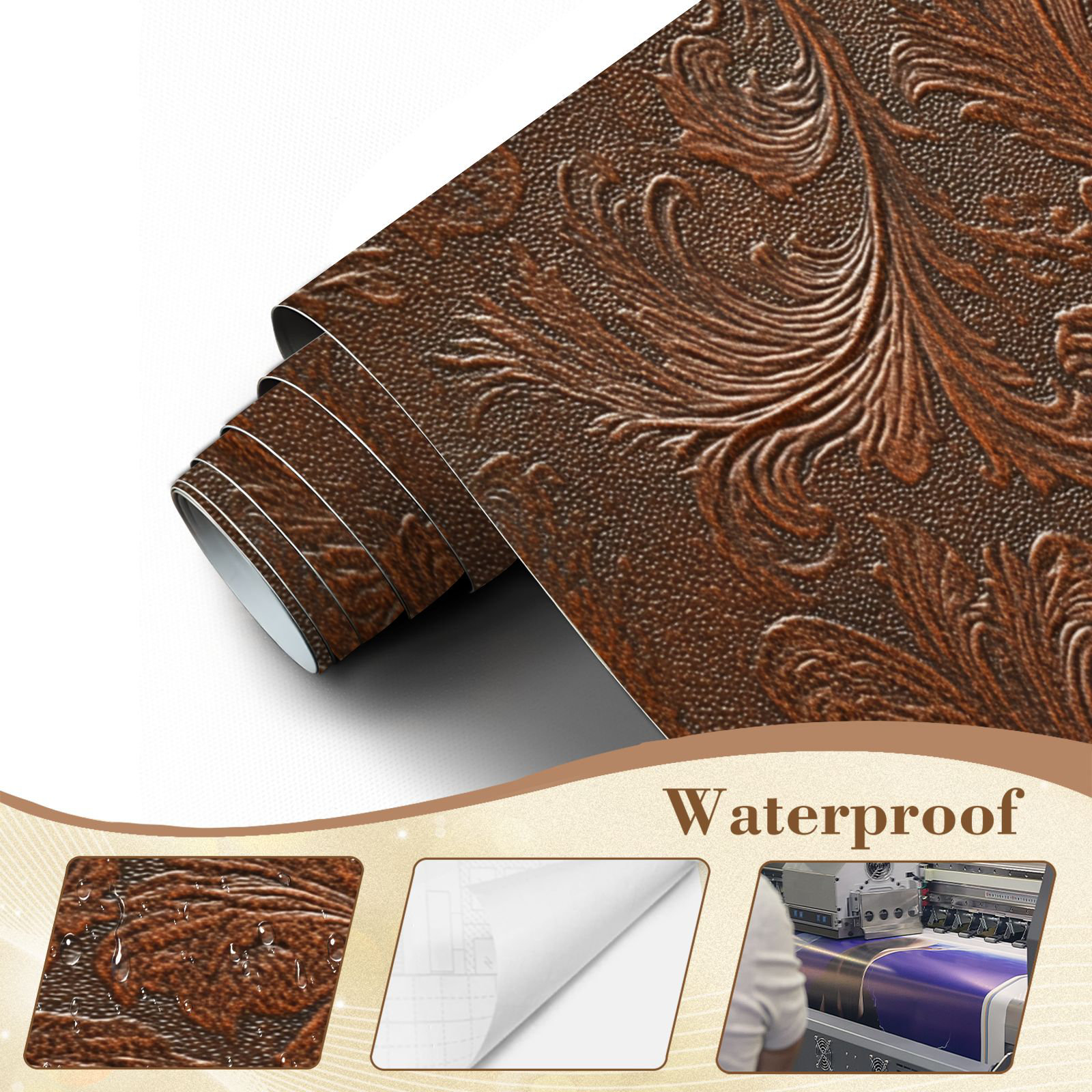Red Barrel Studio Peel and Stick Wallpaper Tooled leather Classic ...