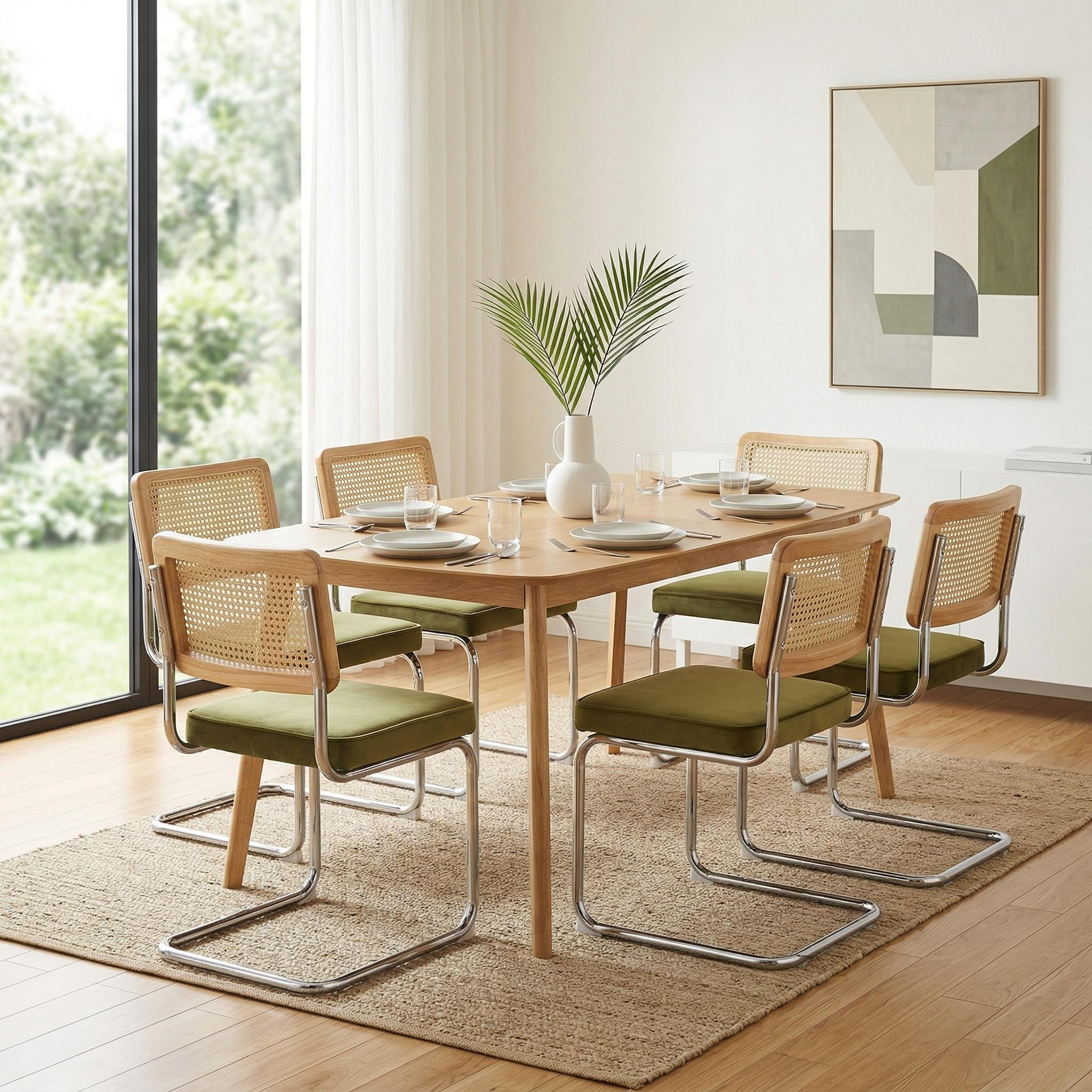 Ebern Designs 59" Mid-Century Modern Rectangular Dining Table with ...