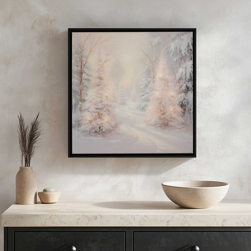 L'heure dorée en hiver, par Heidi Kuntz (Estampe), L 12 po x H 12 po, Doré, Toile avec cadre