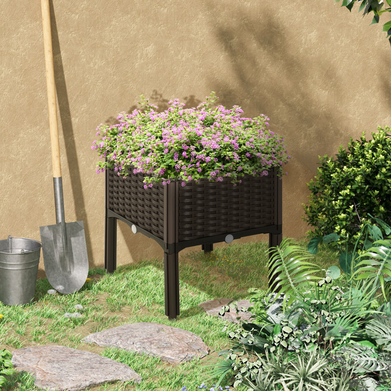Boîte de jardin surélevée brune avec auto-vidange