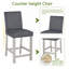 Ensemble de table 5 pièces à hauteur de comptoir, ensemble de table de cuisine en bois avec table carrée et 4 chaises rembourrées, ensemble de table de salle à manger à hauteur de comptoir avec décoration en cristal et ensemble de chaises, gris argenté