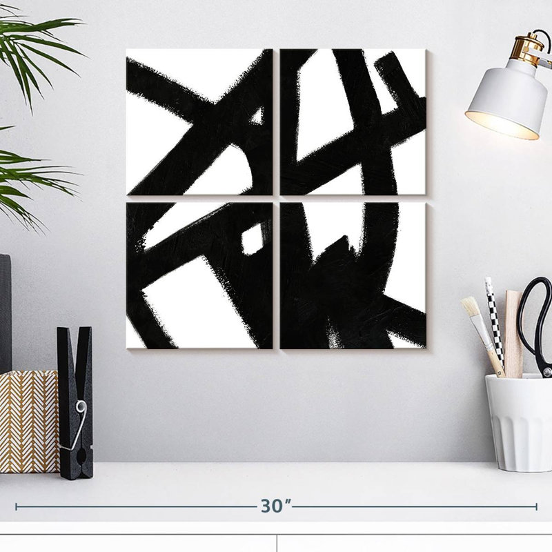 Encre noire stries II, H 18 po x l 18 po