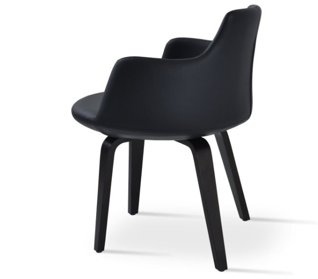 Dervish Plywood Arm Chair, American Walnut, Black Faux Leather