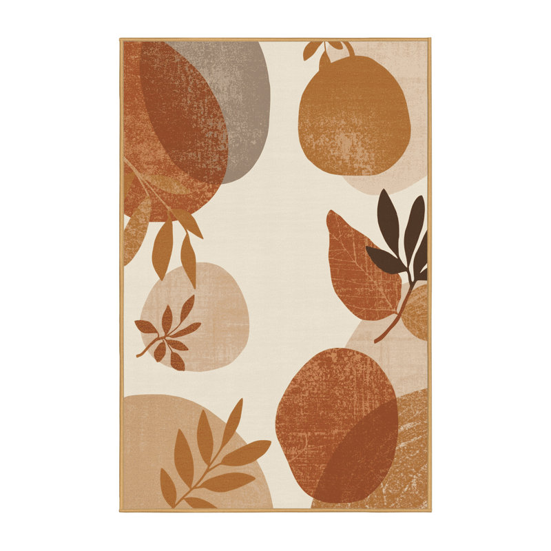 Soft Plush Ferrier Thanksgiving Modern & Contemporary Abstract Area Rug in Brown – LightBrown Binding, 3x5