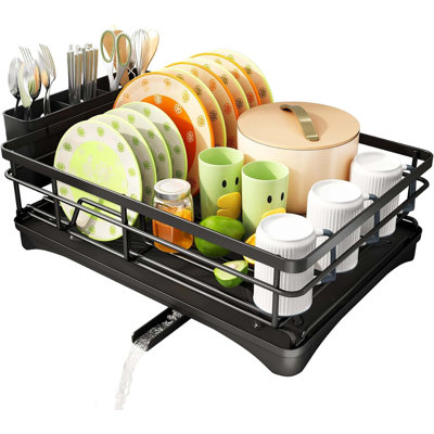 Dish Drying Rack, Stainless Steel Dish Rack For Sink, Large Dish Rack With Drainboard,Rustproof Dish Drainer With Utensil Holder For Kitchen