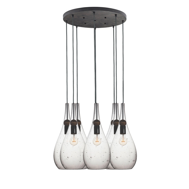 Earth 8 - Light Chandelier, 120" H x 18" W x 18" D, Seeded Glass, Black