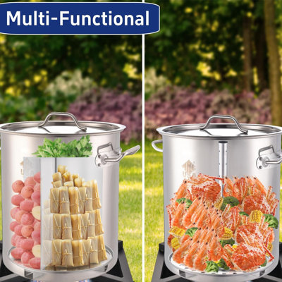 52qt Stainless Steel Stockpot With 200,000btu Propane Burner, Seafood Boil Pot And Burner With Basket And 36 Inch Mix Spoon, Cookware For Crawfish Crab Shrimp Boil, Turkey Fryer, Tamale Steamer