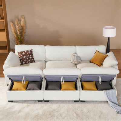 120" Cloud Modular Sectional Sofa Oversized Down Feather Filled, Comfy Upholstered Deep Seat Couch For Living Room, Convertible Sleeper Sofa Bed With Washable & Replaceable Covers