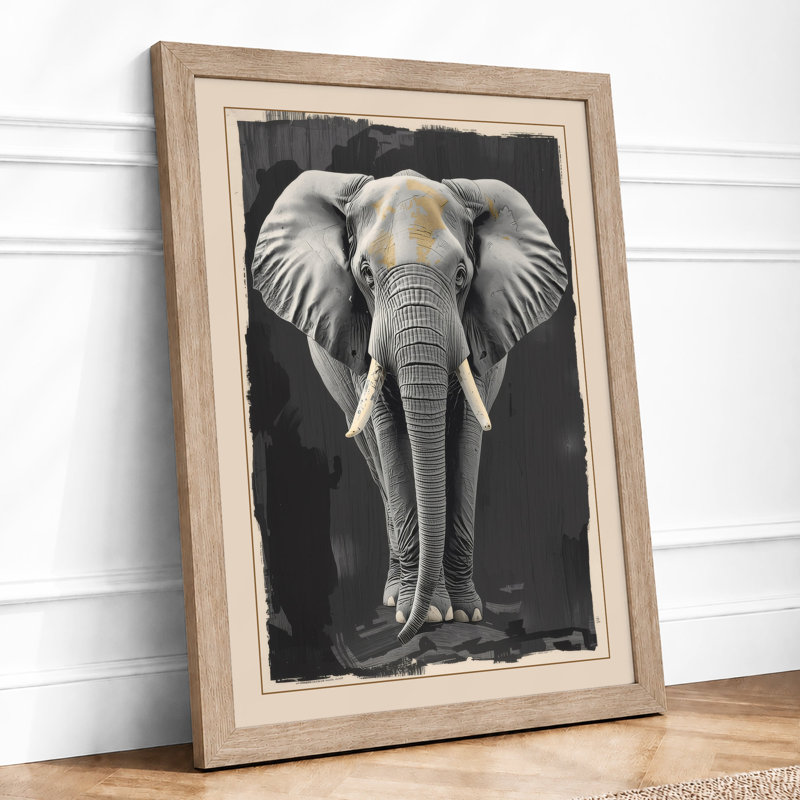 Elephant in Presence Modern - Framed Print, A1 - 84.1 x 59.4 cm, Oak