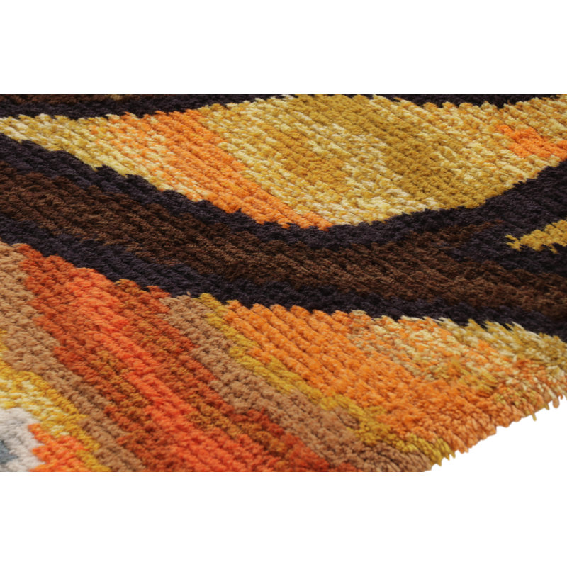 Vintage Swedish Rya Rug, Tree And Landscape In Sunset Palette – Rug & Kilim