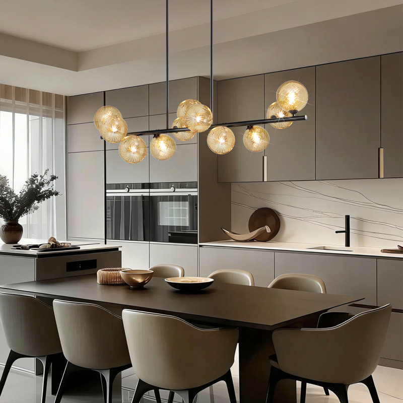 11 - Lights Sputnik Chandelier Bubble Glass Black Dimmable Chandelier Linear Lighting Chandeliers For Dining Room Kitchen Island