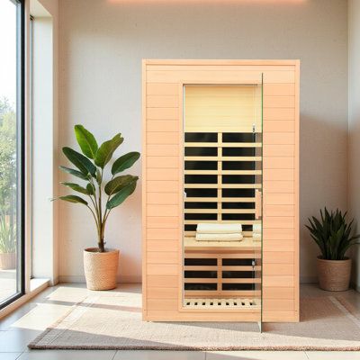 KISRAIS Indoor Sauna 2-Person Low EMF FAR Infrared Sauna With 2 LED Reading Lights, Bluetooth Speakers | Personal Indoor Dry Heat Sauna For Home & Gym – Made From Canadian Hemlock
