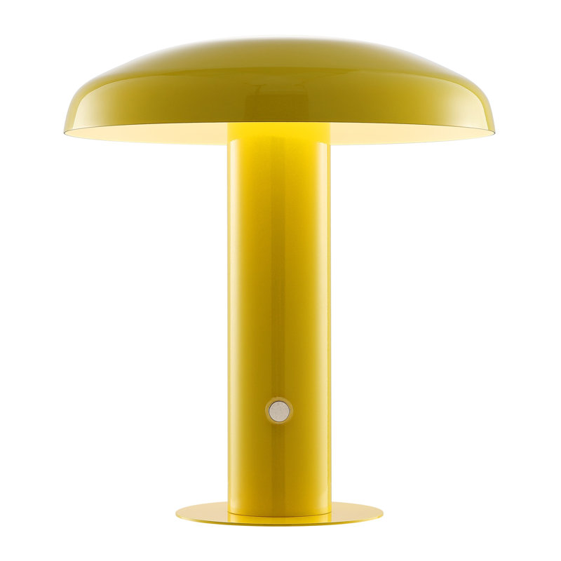 Writzer 11" Contemporary Bohemian Rechargeable/Cordless Dimmable Integrated LED Mushroom Table Lamp, Yellow